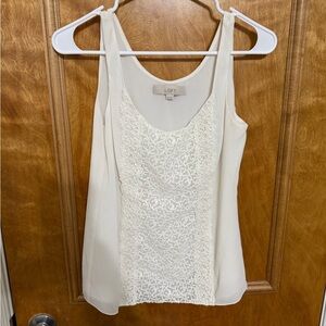 LOFT Women's Ivory Lace Front Blouse